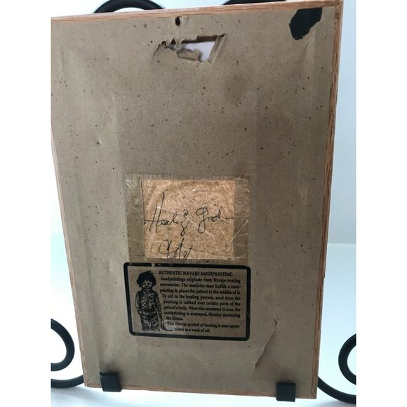 Vintage Authentic Healing God Navajo Authentic Sand Painting Titled & Signed - Picture 6 of 8